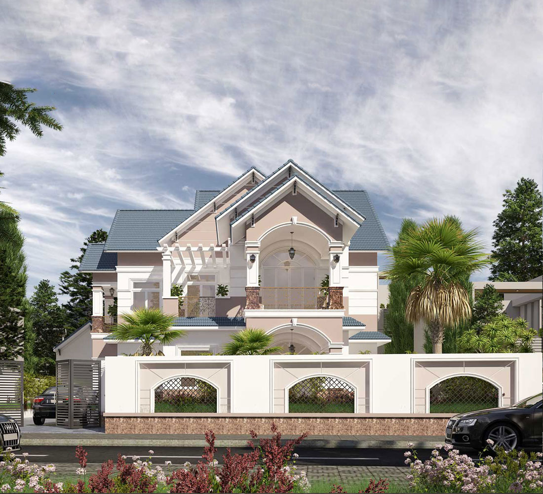 Mẫu thiết kế nhà villa 2 tầng mái Thái tại Long Khánh 