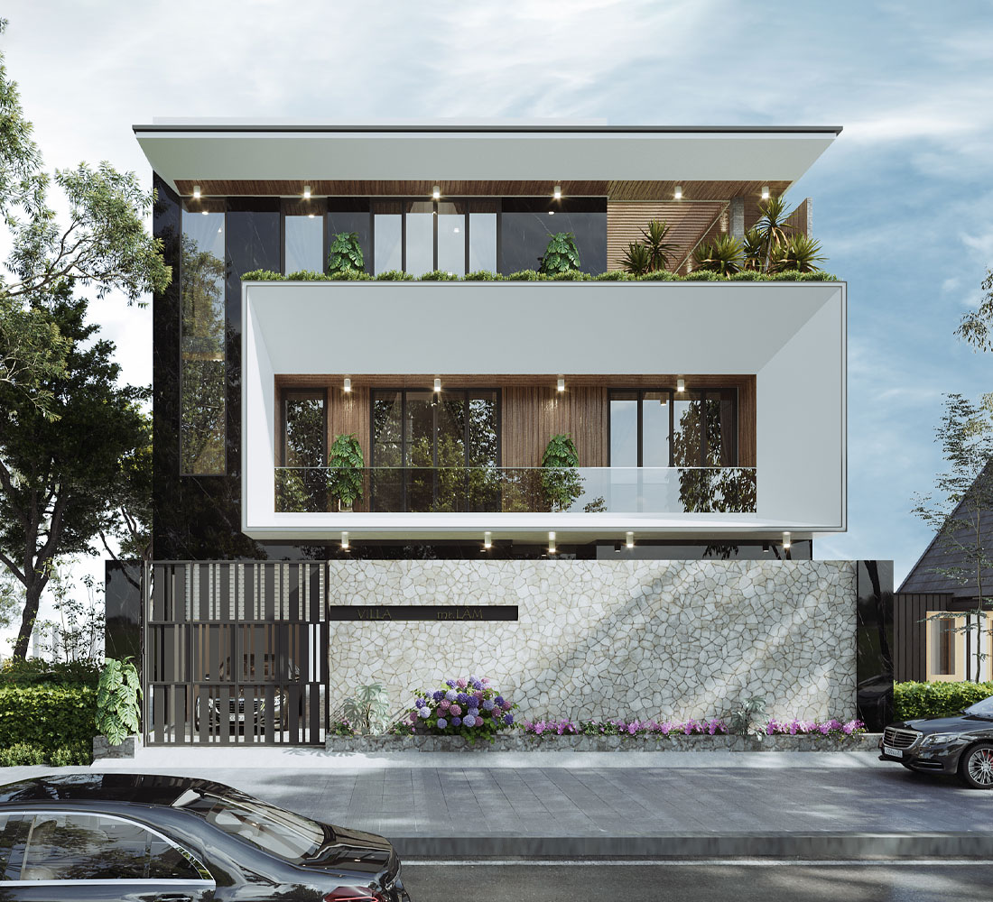 Mẫu biệt thự phố hiện đại kết hợp với sân vườn đẹp 