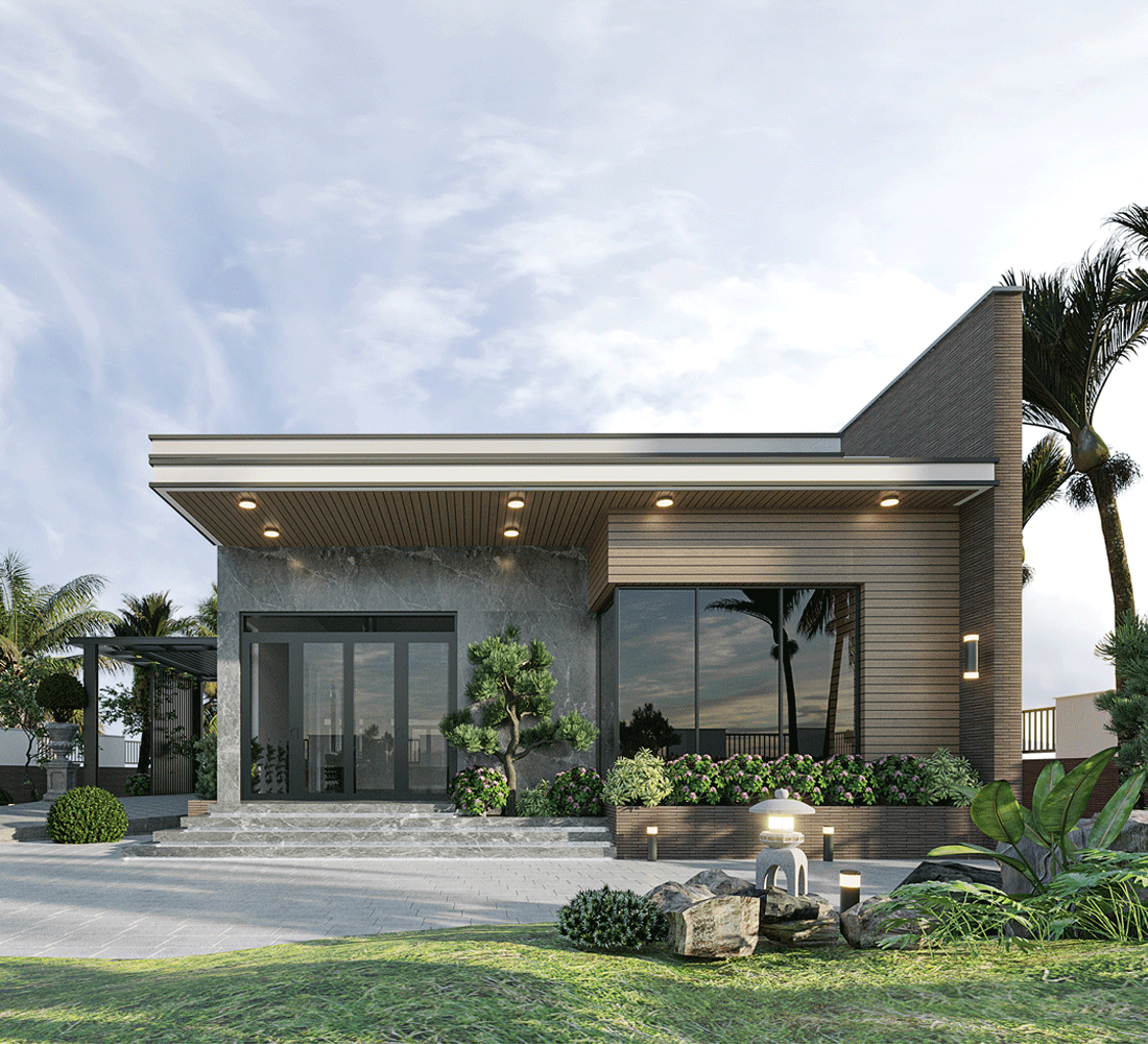 Mẫu biệt thự nhà vườn 1 tầng hiện đại tại Bến Tre 